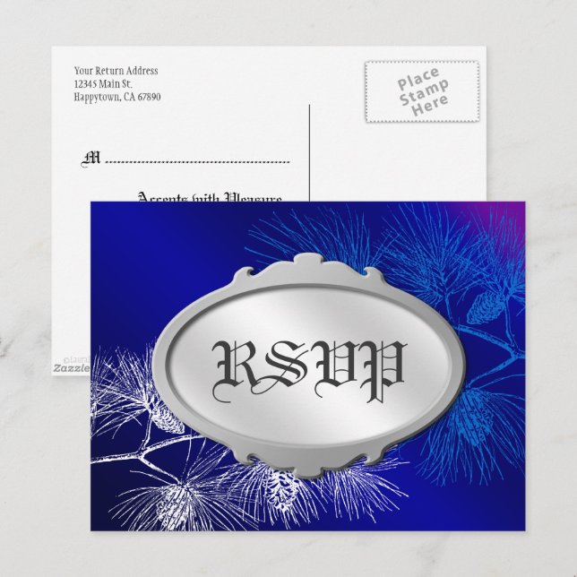 Editable UAWG Holiday Blue White Pine Postkarte (Vorne/Hinten)