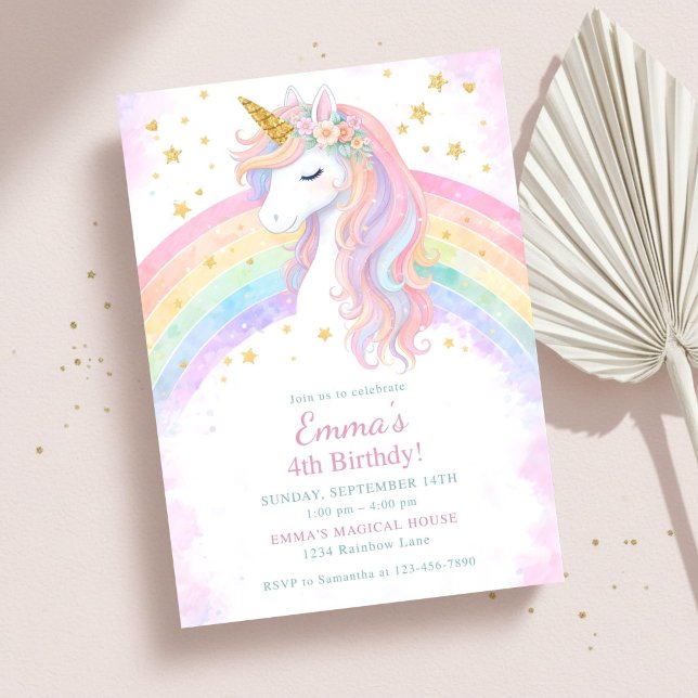 Editable Unicorn Birthday Invitation | Pastel Rain Einladung (Von Creator hochgeladen)