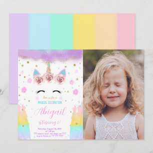 Editable Unicorn Foto Einladung