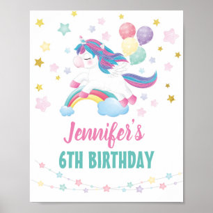 Editable Unicorn Geburtstagsparty Begrüßungszeiche Poster