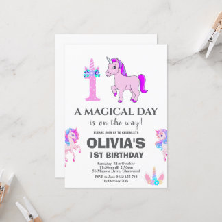 Editable Unicorn Geburtstagsparty Einladung
