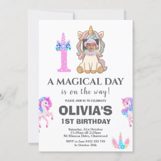 Editable Unicorn Geburtstagsparty Einladung