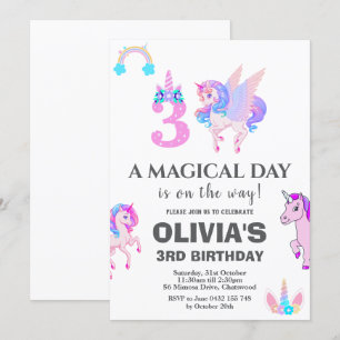 Editable Unicorn Geburtstagsparty Einladung