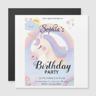 Editable Unicorn Geburtstagsparty Einladung
