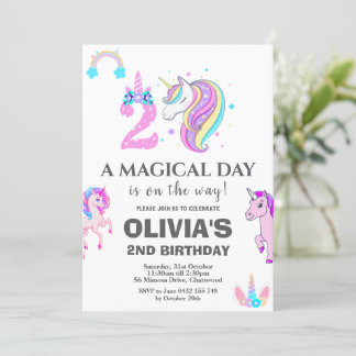 Editable Unicorn Geburtstagsparty Einladung