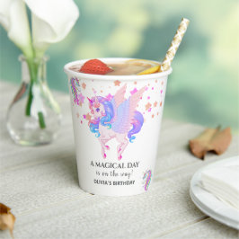 Editable Unicorn Geburtstagsparty Pappbecher