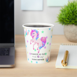 Editable Unicorn Geburtstagsparty Pappbecher