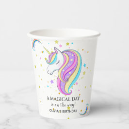 Editable Unicorn Geburtstagsparty Pappbecher