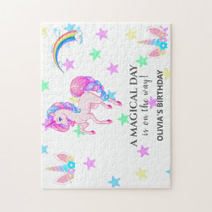 Editable Unicorn Geburtstagsparty Puzzle
