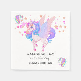 Editable Unicorn Geburtstagsparty Serviette