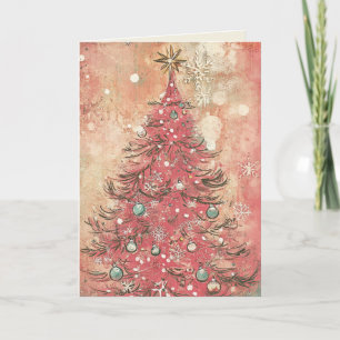 EDITABLE Vintag Pink Christmas Card Feiertagskarte