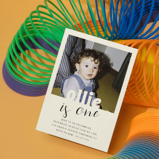 Editable Vintag Style Boy First Birthday Foto Einladung