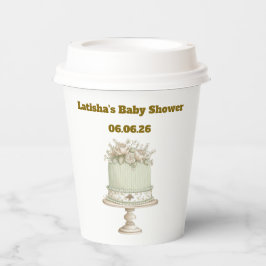 Editable Vintage Neutral Baby Shower Pappbecher