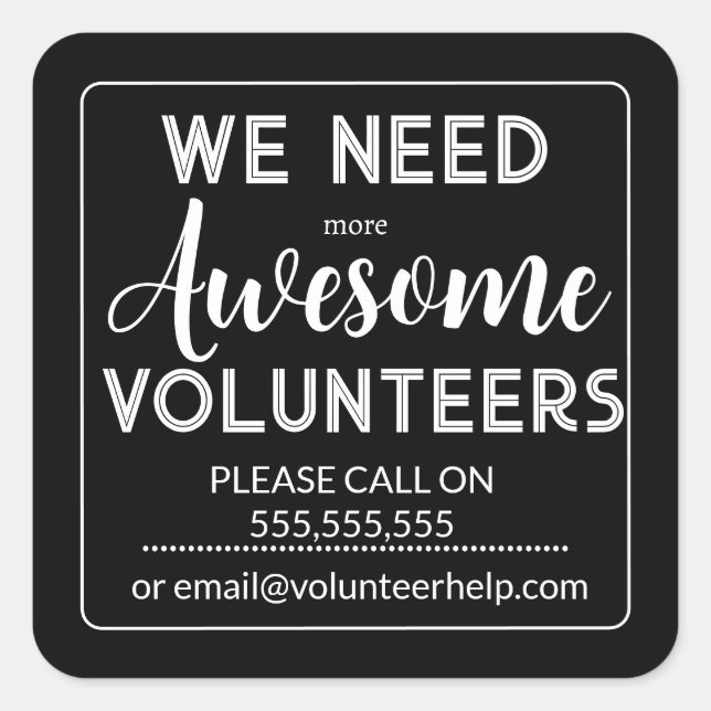 Editable Volunteer Appreciation Gift Tag Quadratischer Aufkleber (Vorderseite)