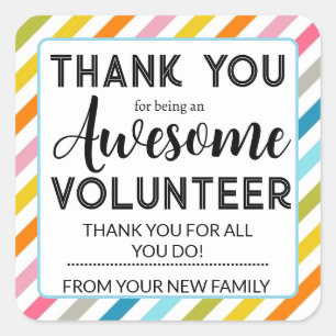 Editable Volunteer Appreciation Gift Tag Quadratischer Aufkleber