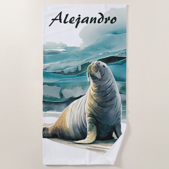 Editable Walrus Strandtuch (Vorderseite)