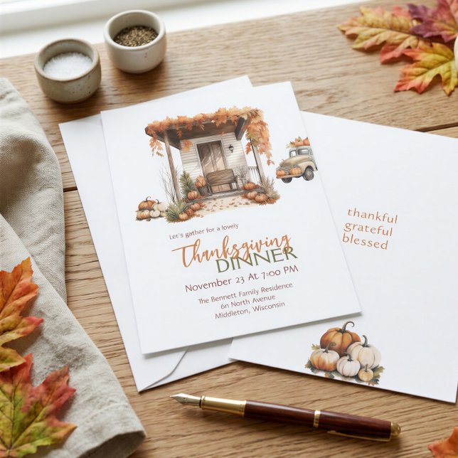 Editable Watercolor Boho Burnt Orange Erntedank Einladung (Von Creator hochgeladen)