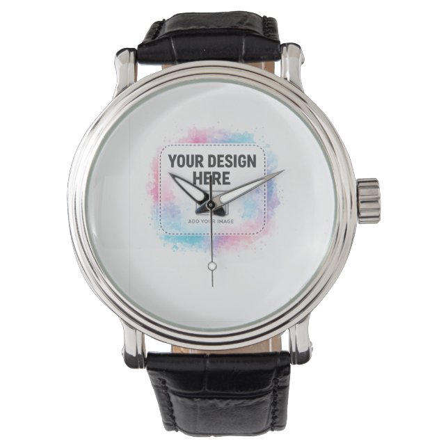 Editable Watercolor Design Template – Your Design Armbanduhr (Vorderseite)