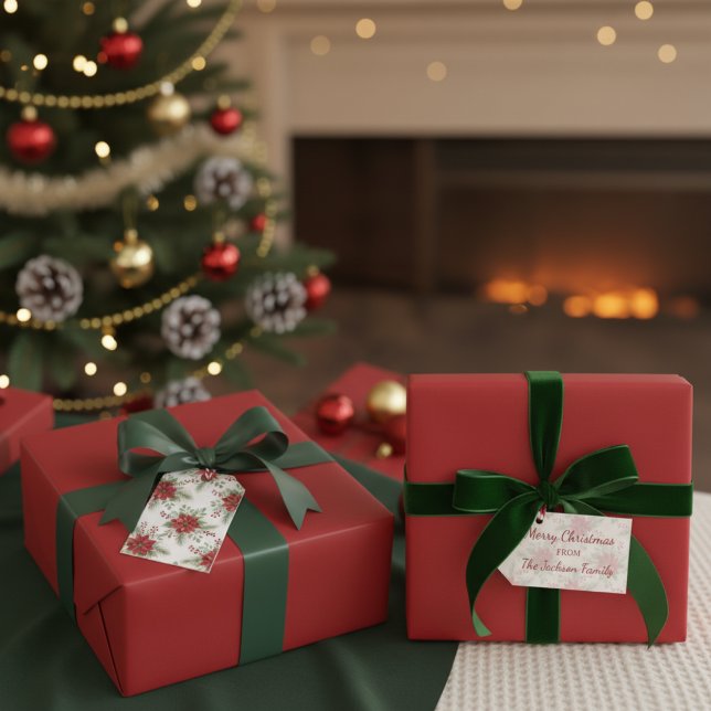 Editable Watercolor Poinsettia Merry Christmas Geschenkanhänger (Von Creator hochgeladen)