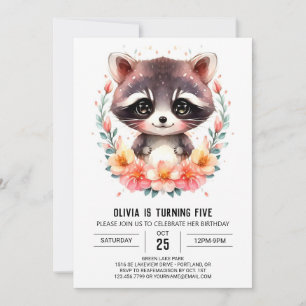 Editable Watercolor Raccoon Giro del Malcole Einladung