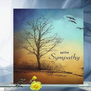 Editable Watercolour Tree and Birds Sympathy Karte