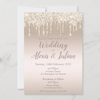 Editable Wedding Einladung in Champagne