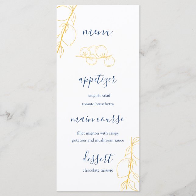 Editable Wedding Menu Menükarte (Vorderseite)