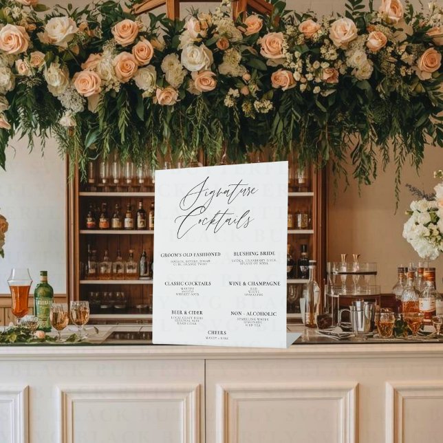 Editable Wedding Signature Drinks Bar Menu – 10x12 Sockelschild (Wedding Bar Sign)