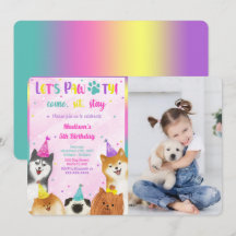 Editable Welppy Birthday Foto Einladung