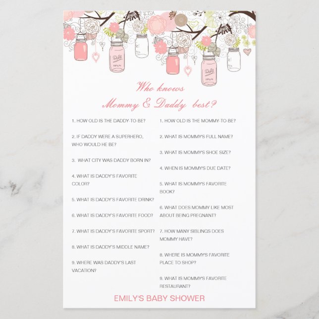 Editable Wer kennt Mommy und Daddy Best? (Vorderseite)