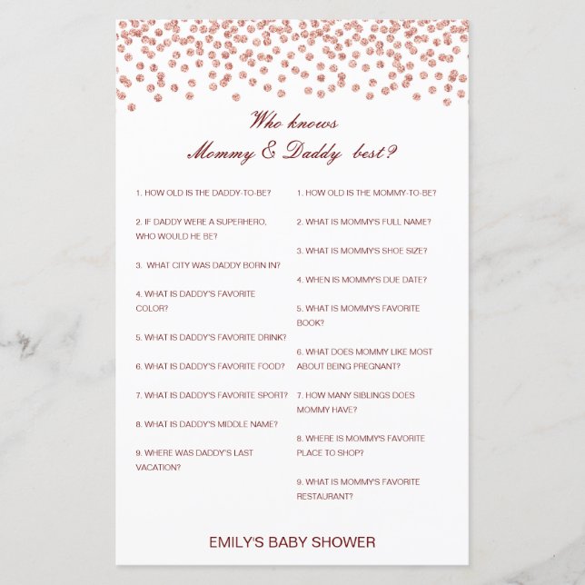 Editable Wer kennt Mommy und Daddy Best? (Vorderseite)