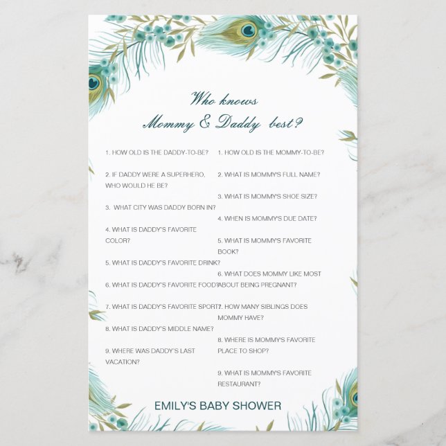 Editable Wer kennt Mommy und Daddy Best? (Vorderseite)