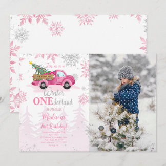 Editable Winter Wonderland Foto Einladung