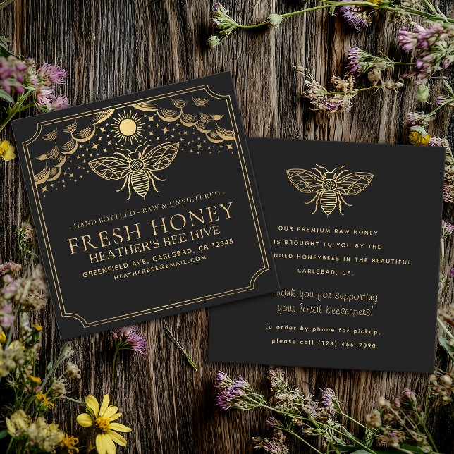 Editable Witchy Tarot Beekeeper Honeybee Quadratische Visitenkarte (Von Creator hochgeladen)