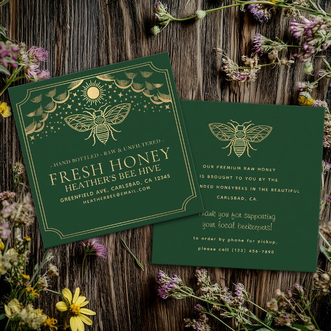 Editable Witchy Tarot Beekeeper Honeybee Quadratische Visitenkarte (Von Creator hochgeladen)