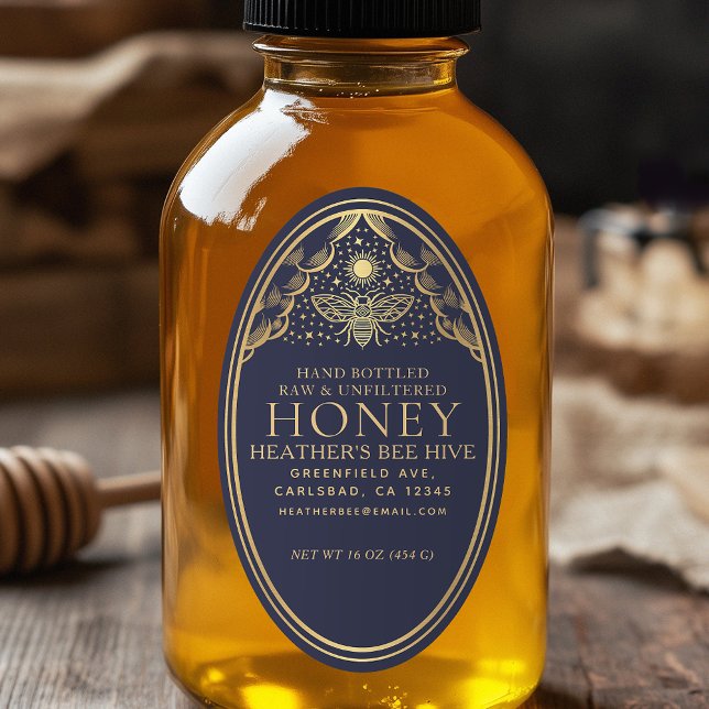 Editable Witchy Tarot Honey Jar Honeybee Label Ovaler Aufkleber (Von Creator hochgeladen)