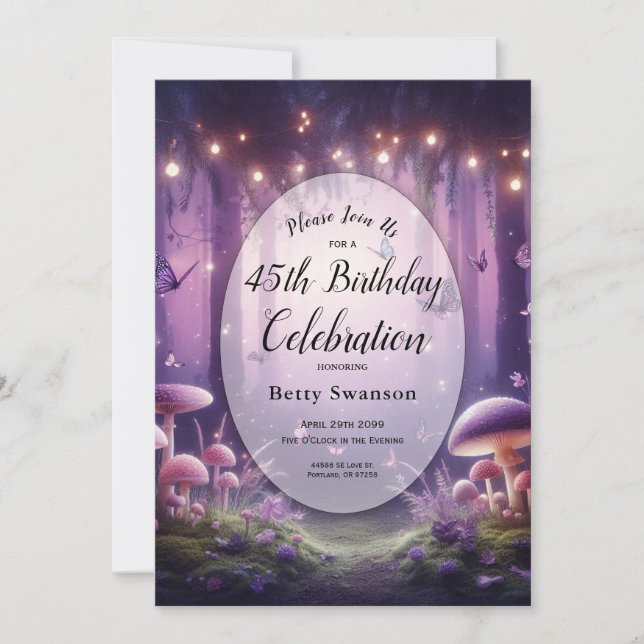 Editable Year Lila Butterfys Geburtstagsparty Einladung (Vorderseite)
