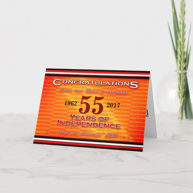 (Editable Years) Happy Birthday T&T Independence Karte (Vorderseite)