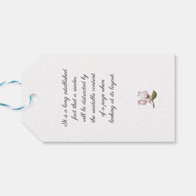 Editable Zitate mit Blumenkunst weiß über Geschenk Geschenkanhänger (Rückseite Horizontal)