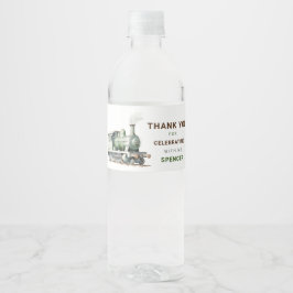 Editable Zug Water Flasche Zeichen Geburtstag Wasserflaschenetikett