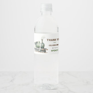 Editable Zug Water Flasche Zeichen Geburtstag Wasserflaschenetikett