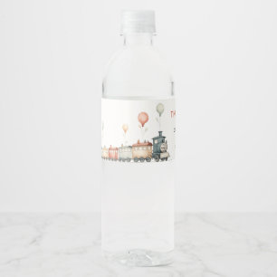 Editable Zug Water Flasche Zeichen Geburtstag Wasserflaschenetikett