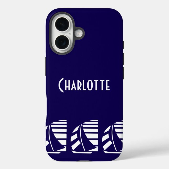 Editeable Nautical Racing Boats Blue White Case-Mate iPhone Hülle (Rückseite)