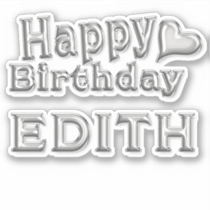 Edith Happy Birthday silver Aufkleber Sticker