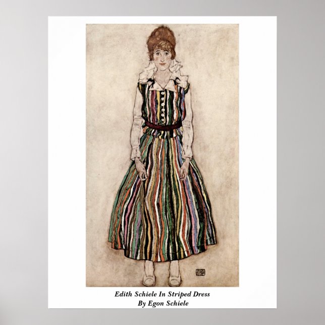 Edith Schiele in Strickkleid von Egon Schiele Poster (Vorne)