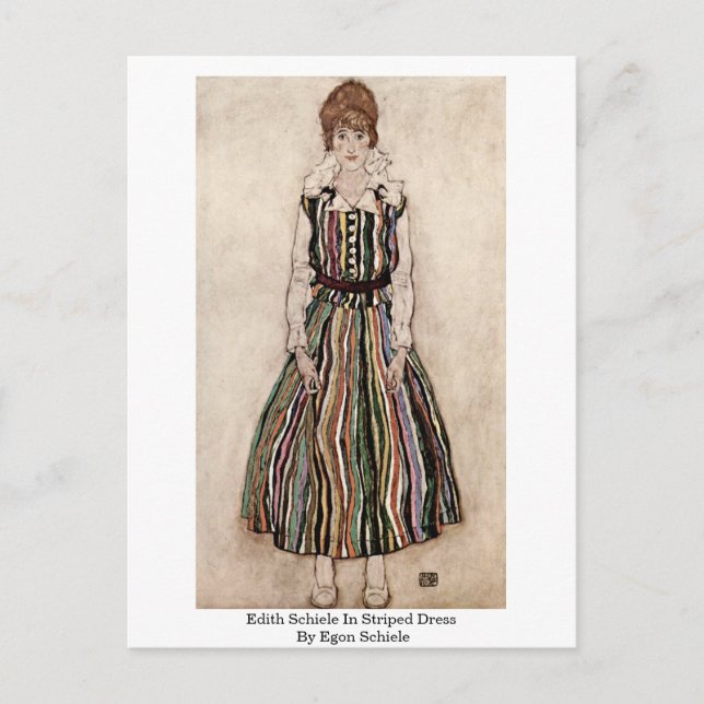 Edith Schiele in Strickkleid von Egon Schiele Postkarte (Vorderseite)