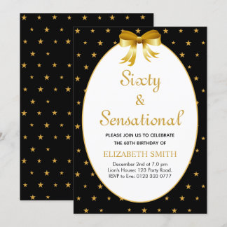 Editierbar 60 und sensationell mit goldenen Sterne Einladung