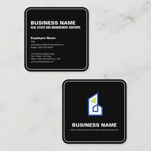 Editierbar einfach, modern Beruflich Quadratische Visitenkarte (Vorne/Hinten)