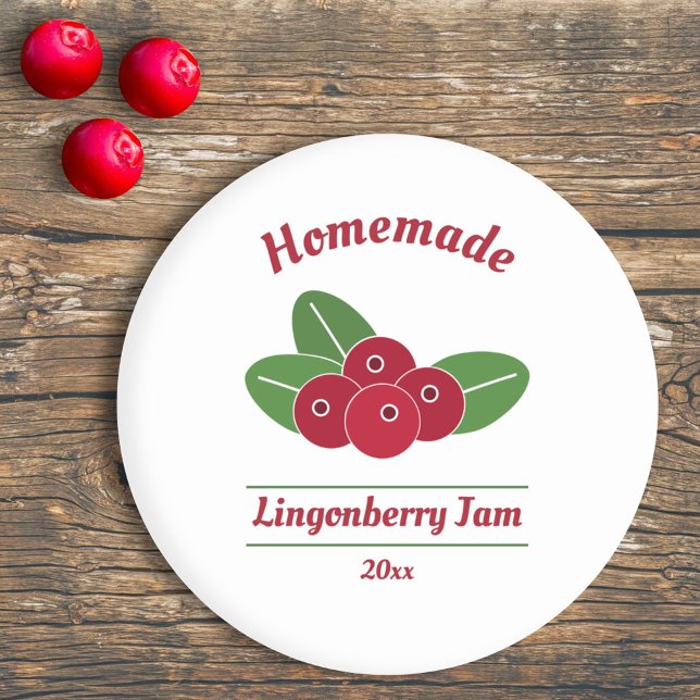 Editierbar Lingonberry Jam Label Aufkleber (Lingonberry Jam Label Sticker)