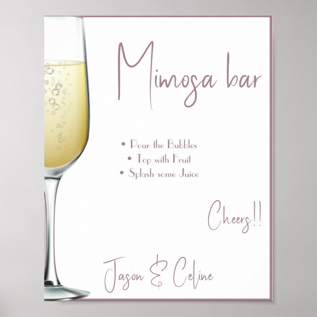 Editierbar Mimosa Bar Sign Printable Poster (Vorne)